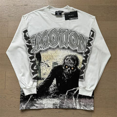 MIXED EMOTION Vintage Apocalyptic Graveyard Long-Sleeve T-Shirt