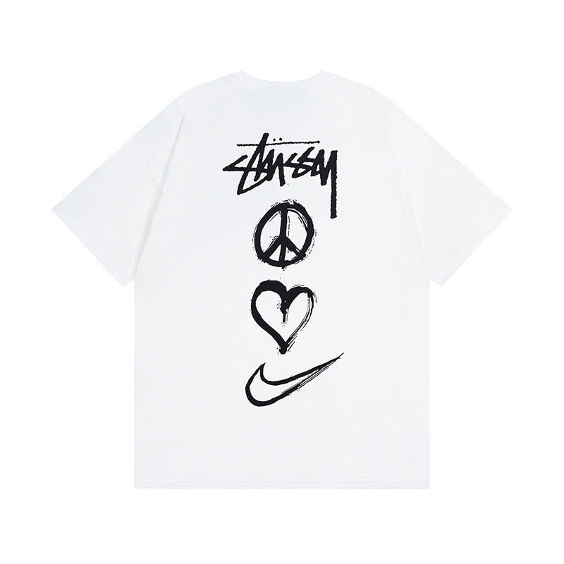 Original 2024 Spring/Summer New Trendy Brand Stu Classic Parade Printed Letter Men's and Women's Same Short Sleeve One Piece Hair Collection (23)