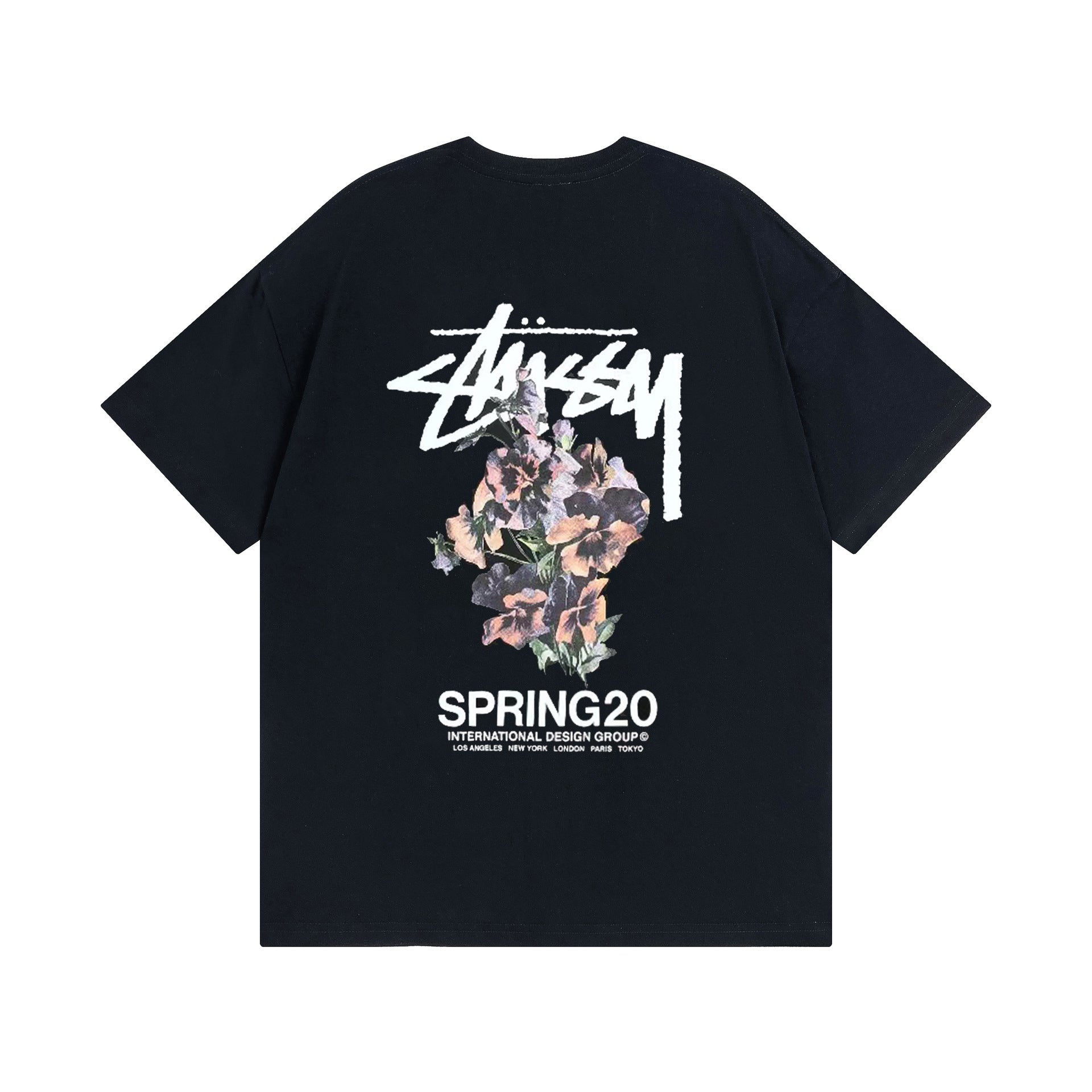 Original 2024 Spring/Summer New Trendy Brand Stu Classic Parade Printed Letter Men's and Women's Same Short Sleeve One Piece Hair Collection (21)