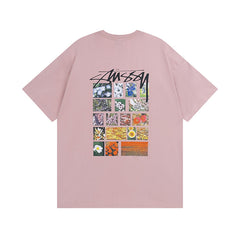 Original 2024 Spring/Summer New Trendy Brand Stu Classic Parade Printed Letter Men's and Women's Same Short Sleeve One Piece Hair Collection (2)