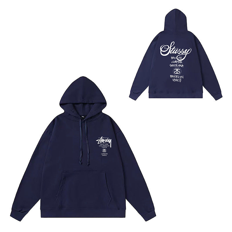 Original label: One piece trendy brand SU Western hoodie hooded autumn and winter new letter dice black eight hat couple outfit (5)