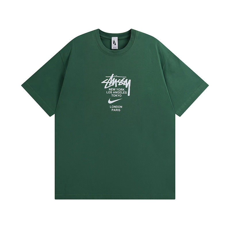Original 2024 Spring/Summer New Trendy Brand Stu Classic Parade Printed Letter Men's and Women's Same Short Sleeve One Piece Hair Collection (14)