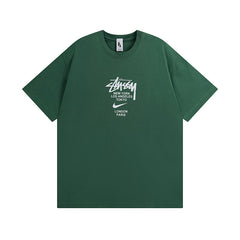 Original 2024 Spring/Summer New Trendy Brand Stu Classic Parade Printed Letter Men's and Women's Same Short Sleeve One Piece Hair Collection (14)