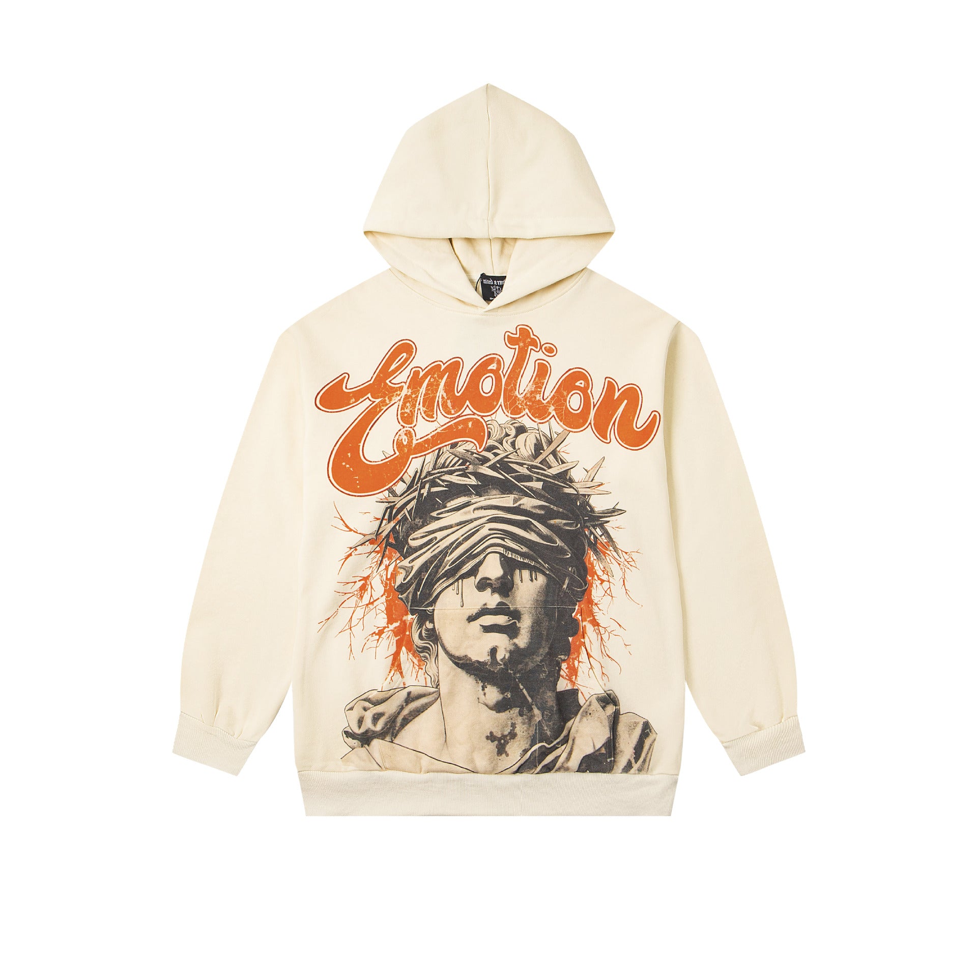MIXED EMOTION Vintage Crown Graphic Hoodie (Off-White)