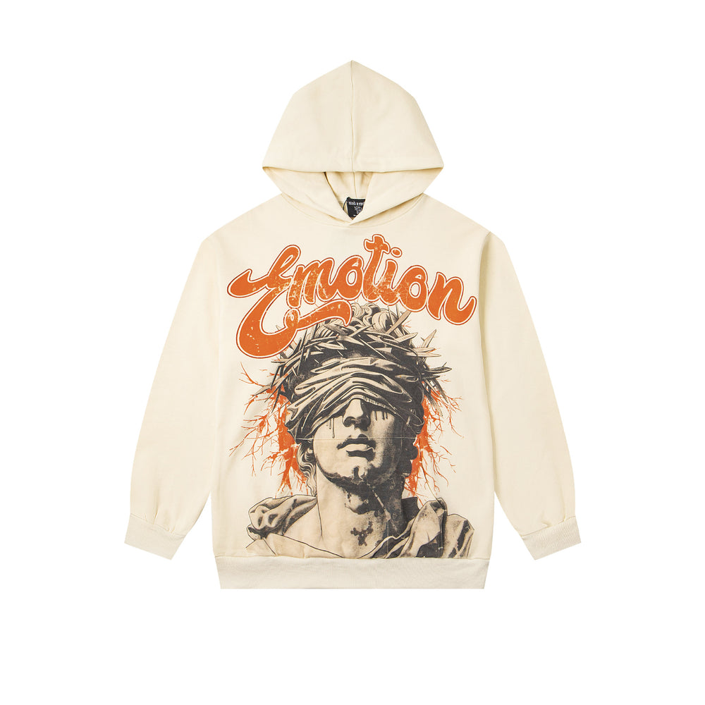 MIXED EMOTION Vintage Crown Graphic Hoodie (Off-White)