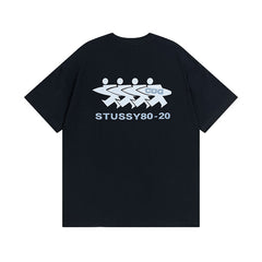 Original 2024 Spring/Summer New Trendy Brand Stu Classic Parade Printed Letter Men's and Women's Same Short Sleeve One Piece Hair Collection (24)