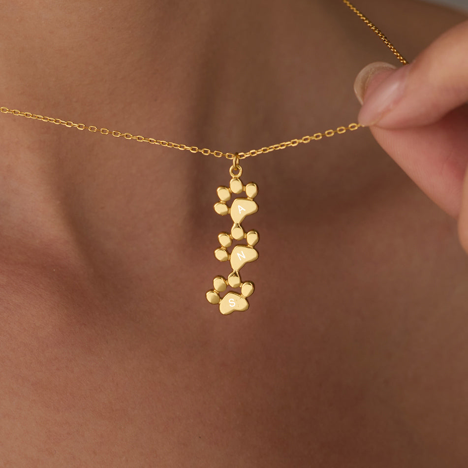 Triple Stacked Paw Necklace