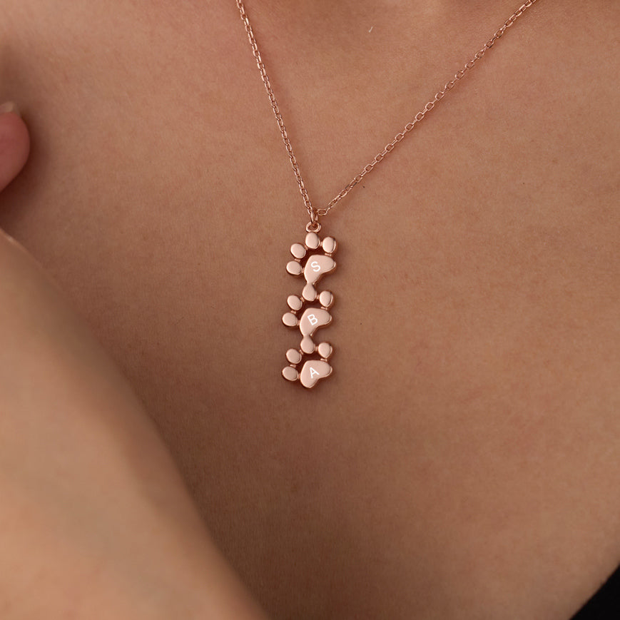 Triple Stacked Paw Necklace