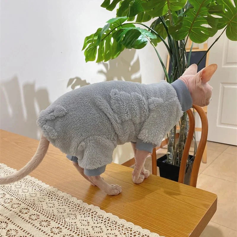Elegant Warm Sphynx Cat Turtleneck Sweater Jumpsuit