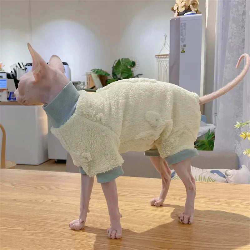 Elegant Warm Sphynx Cat Turtleneck Sweater Jumpsuit