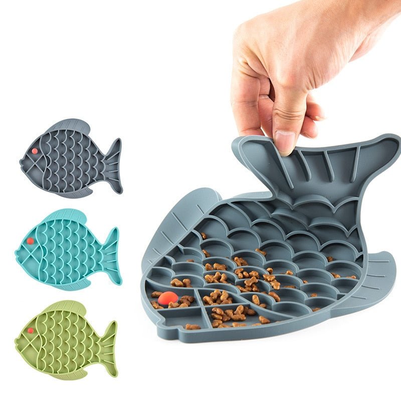 Fish Shape Silicone Mat for Slow Feeding and Treat Dispensing