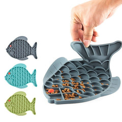 Fish Shape Silicone Mat for Slow Feeding and Treat Dispensing
