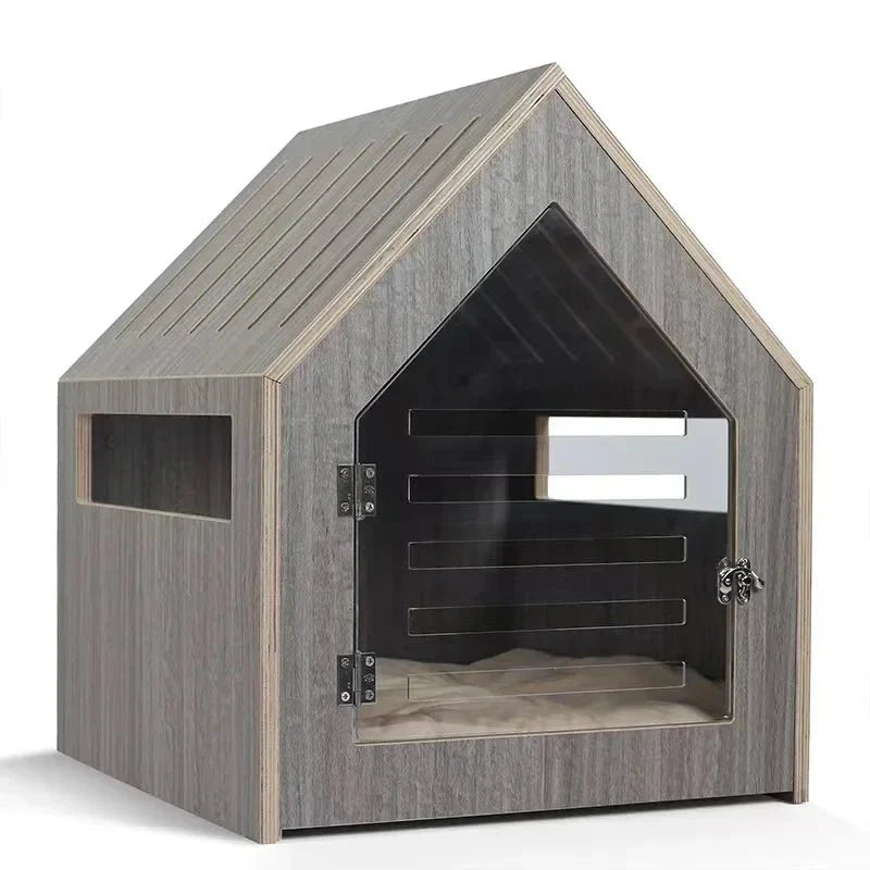Modern Indoor Cat House with Acrylic Door and Mattress