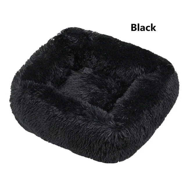 Multi-Color Plush Square Bed for Cats and Small Dogs