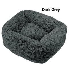 Multi-Color Plush Square Bed for Cats and Small Dogs