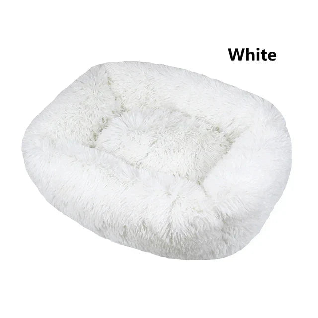 Multi-Color Plush Square Bed for Cats and Small Dogs