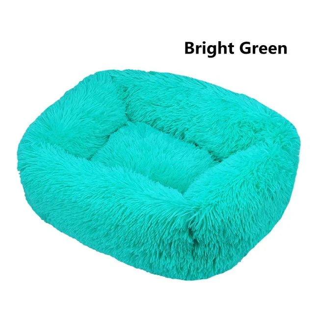 Multi-Color Plush Square Bed for Cats and Small Dogs