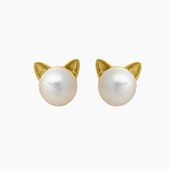 Pearl Cat Earrings