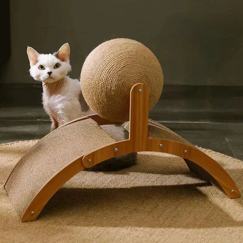 Wooden Rotating Sisal Rope Ball Tower & Climbing Frame