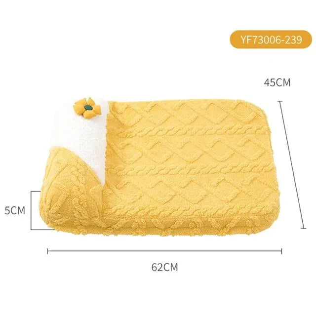 Yellow and White Cat Bed and Sleeping Mat Collection